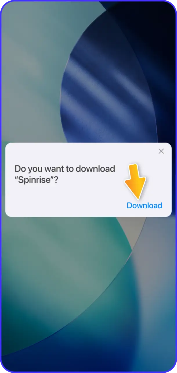 Confirm the installation prompt to proceed with setting up the Spinrise app.