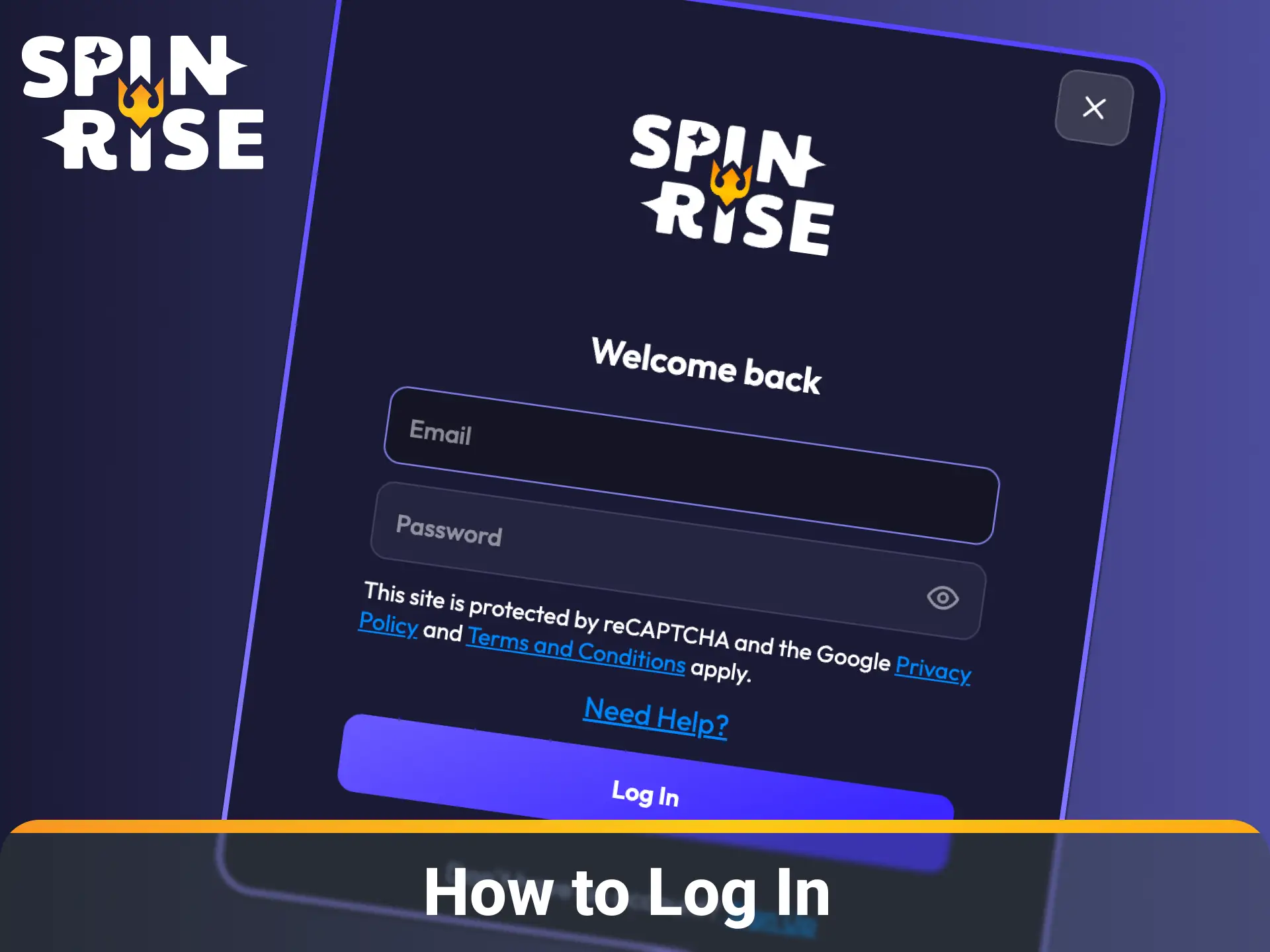 Log in securely to your personal account at Spinrise in Australia.