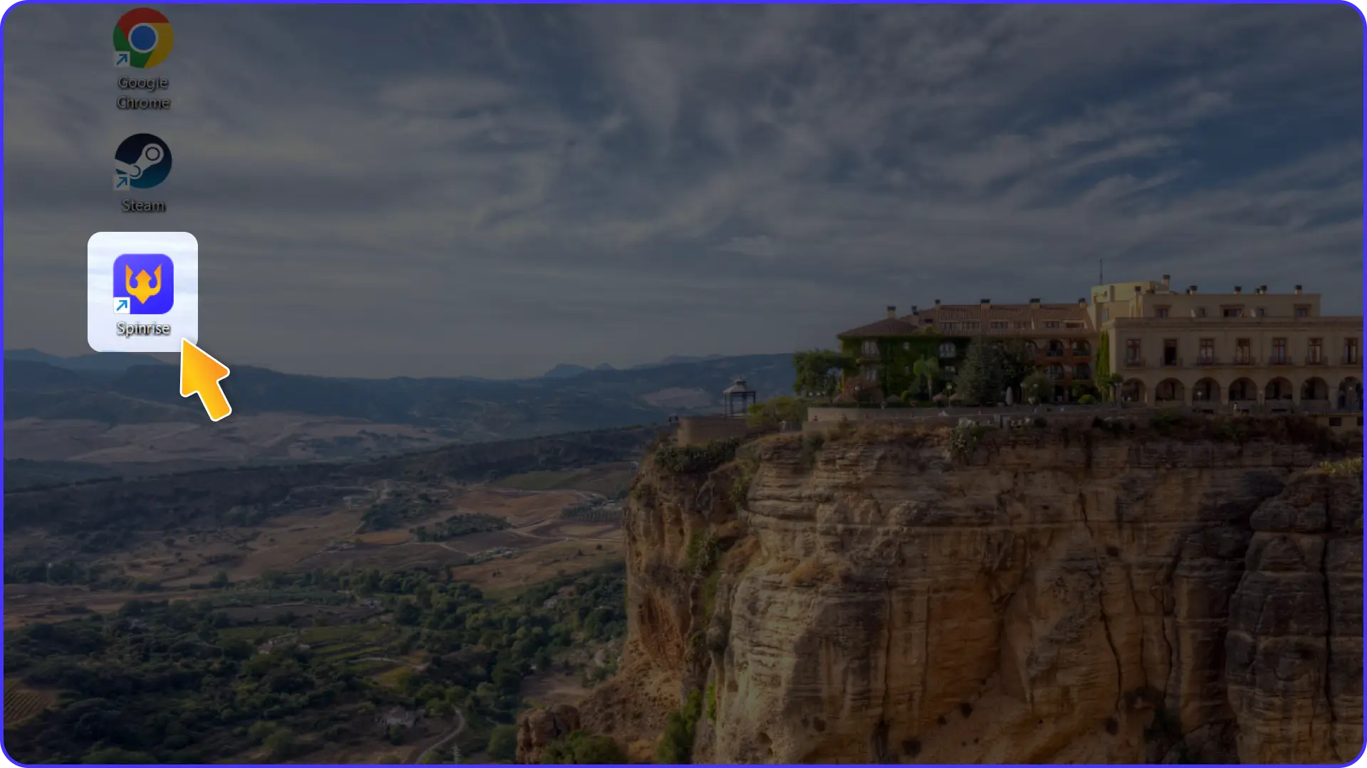 Launch the app from your desktop shortcut to open Spinrise on your PC.