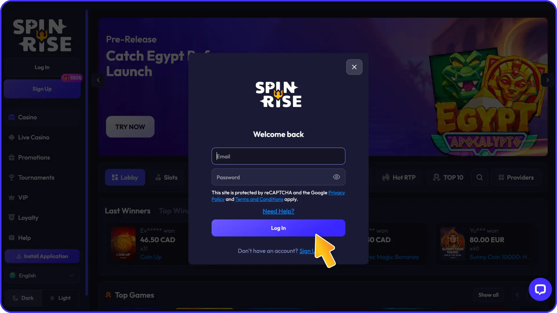 Launch the app from your desktop shortcut to open Spinrise on your PC.
